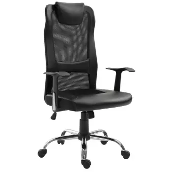 Vinsetto Scaun Birou Ergonomic Rotativ in Mesh si Piele Ecologica Inaltime Reglabila, Negru imagine
