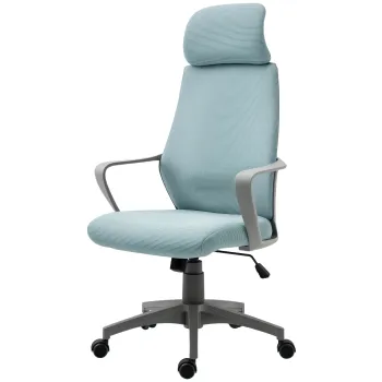 Vinsetto Scaun de Birou Ajustabil cu Suporturi pentru Brate Suport pentru Cap si Functie de Balansare Greutate Suportata 120 kg 64x55x116-126 cm Albastru | Aosom Romania imagine