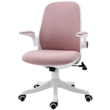 Vinsetto Scaun de Birou Balansoar cu Inaltime Reglabila din Tesatura Efect Catifea, 62,5x60x94-104 cm, Roz | Aosom Romania imagine