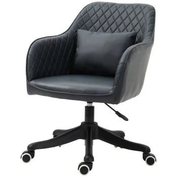 Vinsetto Scaun de Birou cu 2 Puncte de Vibratii, Perna, Brate si Inaltime Reglabila, 57x70x78-86 cm, Negru | Aosom Romania imagine