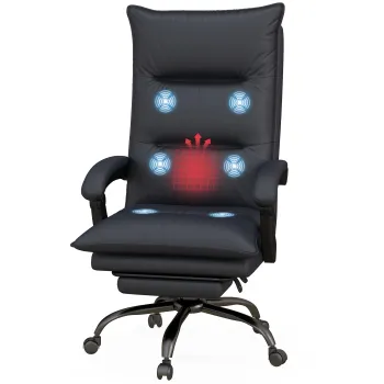 Vinsetto Scaun de birou cu Functie de Masaj si Incalzire, Suport de Picioare, pana la 120 kg, Gri inchis | Aosom Romania imagine