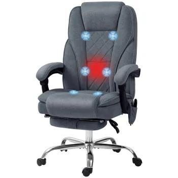 Vinsetto Scaun de birou cu masaj si incalzire, inaltime reglabila, spatar inclinabil, telecomanda, reclinabil si pivotant, gri | Aosom Romania imagine