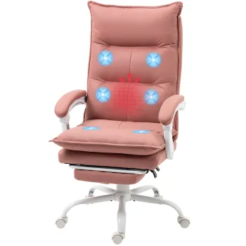 Vinsetto Scaun de birou cu masaj si incalzire, scaun de birou, inaltime reglabila, spatar inclinabil, 66x74x121,5cm roz | Aosom Romania imagine