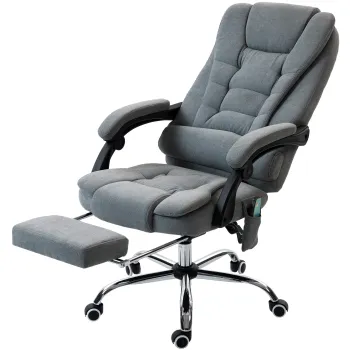 Vinsetto Scaun de birou cu masaj si incalzire, scaun de birou, inaltime reglabila, spatar inclinat, 65x70x111-119 cm, gri | Aosom Romania imagine