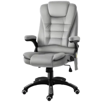 Vinsetto Scaun de birou cu masaj vibrator, Scaun ergonomic de birou cu functie de incalzire, intindere, reglabil pe inaltime, scaun de director cu telecomanda, buzunar lateral, aspect de catifea, maro | Aosom Romania imagine