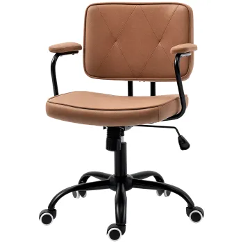 Vinsetto Scaun de birou cu rotile, scaun de birou reglabil inaltime cu functie de leganare rotire 360? inclinabil spuma maro 61 x 58 x 82-91 cm | Aosom Romania imagine