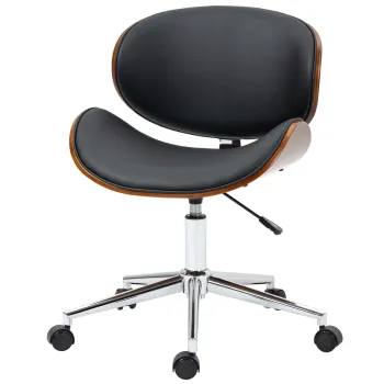 Vinsetto Scaun de birou design vintage inaltime reglabila pivotant 360? lemn de plop invelis sintetic 53 x 53 x 77-87 cm | Aosom Romania imagine