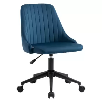 Vinsetto Scaun de Birou din Catifea Albastra cu Inaltime Reglabila, Sacun Ergonomic Pivotant 360 ? si Roti, 50x58x77-85cm imagine