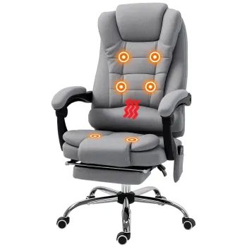 Vinsetto Scaun de birou director de masaj incalzitor inaltime reglabila spatar inclinabil microfibra gri | Aosom Romania imagine