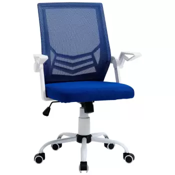 Vinsetto Scaun de Birou Ergonomic cu Cotiere si Suport Lombar, Fotoliu Birou Pivotant si Inaltime Reglabila din Tesatura Albastra imagine