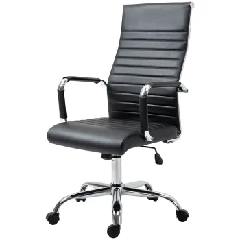 Vinsetto Scaun de birou ergonomic cu functie balans scaun managerial reglabil inaltime scaun de birou captusit piele ecologica spuma negru 54 x 62 x 104-114 cm | Aosom Romania imagine