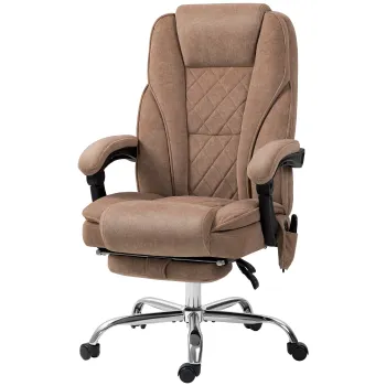 Vinsetto Scaun de birou ergonomic cu functie de masaj, suport pentru picioare, rotativ, pe role, Maro | Aosom Romania imagine