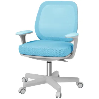 Vinsetto Scaun de Birou Ergonomic cu Inaltime Reglabila, Scaun Rotativ si Respirabil cu Functie de Inclinare, 55x48x82.5-94.5 cm, Albastru imagine
