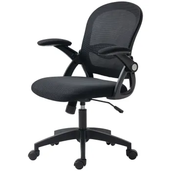 Vinsetto Scaun de Birou Ergonomic cu Spatar din Plasa si Scaun Tapitat, Scaun de Birou cu Inaltime Reglabila, 65.5x61.5x88-97.5 cm, Negru imagine