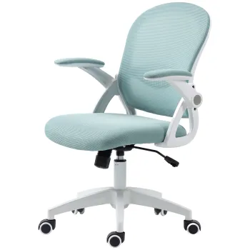 Vinsetto Scaun de Birou Ergonomic cu Spatar din Plasa, Tapitat, Scaun de Birou cu Inaltime Reglabila, 65.5x61.5x88-97.5 cm, Albastru Deschis imagine