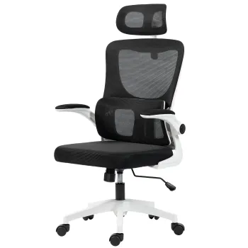 Vinsetto Scaun de Birou Ergonomic cu Tetiera Detasabila Negru | Aosom Romania imagine