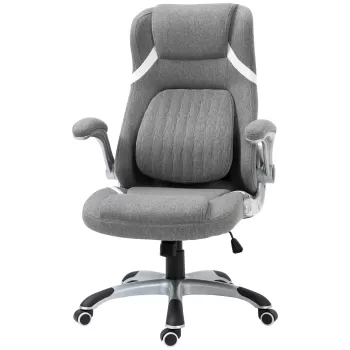 Vinsetto Scaun de Birou Ergonomic din Tesatura Respiranta Efect In, Spuma de Cauciuc si Otel cu Inaltime Reglabila, 68x76x109-117 cm, Gri | AOSOM RO imagine