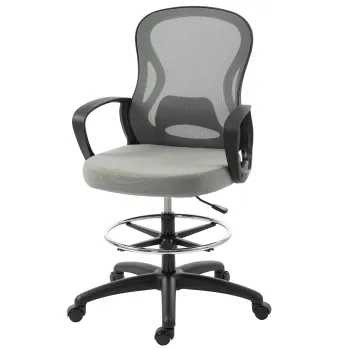 Vinsetto Scaun de birou ergonomic, fotoliu de birou cu suport pentru picioare si cotiere, din mesh, 59 x 65 x 123 cm, Gri | Aosom Romania imagine