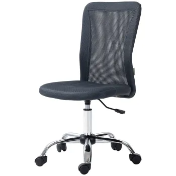 Vinsetto Scaun de birou ergonomic inaltime reglabila picioare cromate pivotant 360? imbracaminte plasa gri inchis | Aosom Romania imagine