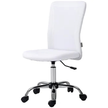 Vinsetto Scaun de birou ergonomic inaltime reglabila picior cromat pivotant 360? imbracaminte plasa alba | Aosom Romania imagine