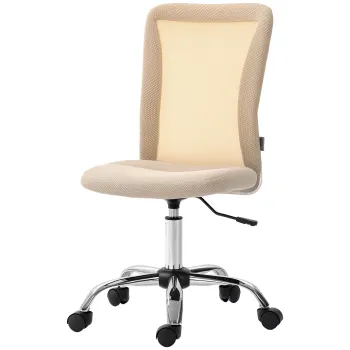 Vinsetto Scaun de birou ergonomic inaltime reglabila picior cromat rotativ 360? imbracaminte material textil bej | Aosom Romania imagine