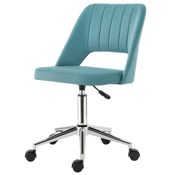 Vinsetto Scaun de birou ergonomic pivotant 360?, spate striat aerisit, inaltime reglabila, tapiterie catifea, 49x60x91 cm, albastru | Aosom Romania imagine