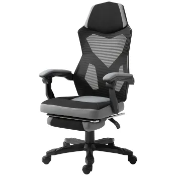 Vinsetto Scaun de Birou Ergonomic Reclinabil cu Suport Picioare Retractabil, Gri | Aosom Romania imagine