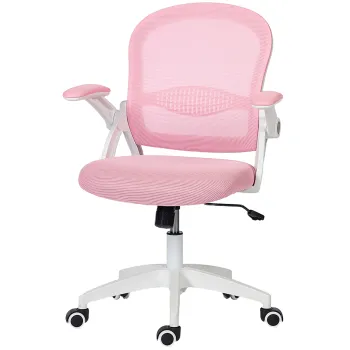 Vinsetto Scaun de Birou Ergonomic, Reglabil, cu Spatar din Plasa si Scaun Captusit, 65.5x61.5x88-97.5 cm, Roz | Aosom Romania imagine