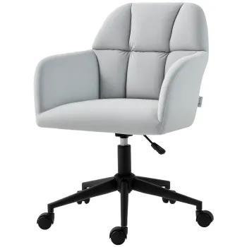 Vinsetto Scaun de birou, ergonomic, reglabil in inaltime, rotativ, cu aspect de catifea, pana la 120 kg, Hellgrau | Aosom Romania imagine