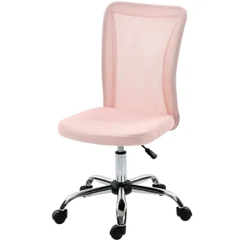Vinsetto Scaun de Birou Ergonomic, Rotativ, fara Brate, din Plasa Respirabila, Inaltime Reglabila, Roz | Aosom Romania imagine