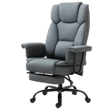 Vinsetto Scaun de birou Ergonomic Scaun de calculator rotativ la 360? Scaun reglabil in inaltime cu suport pentru cap si brate captusite si suport de picioare din piele ecologica 68 x 80 x 120-126 cm | Aosom Romania imagine