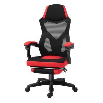 Vinsetto Scaun de Birou Ergonomic si Reclinabil cu Suport pentru Picioare Negru si Rosu | Aosom Romania imagine
