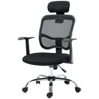 Vinsetto Scaun de Birou Ergonomic si Reglabil cu Tetiera, Negru | Aosom Romania imagine