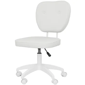 Vinsetto Scaun de birou fara brate, fauteuil de birou, inaltime reglabila, rotativ 360?, 46 x 59 x 82-92 cm, alb | Aosom Romania imagine