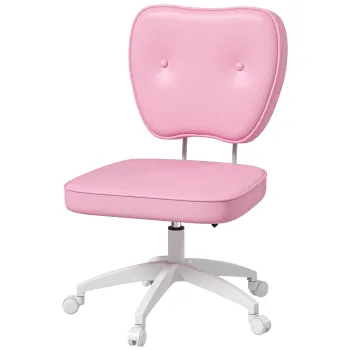 Vinsetto Scaun de birou fara brate, inaltime reglabila, rotativ, pana la 120 kg, piele ecologica, Roz | Aosom Romania imagine