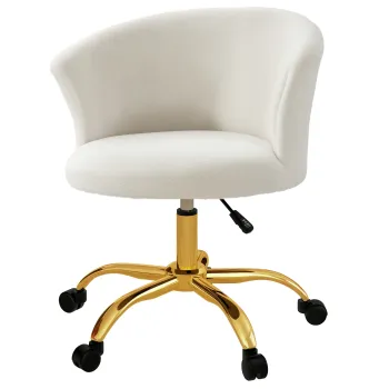 Vinsetto Scaun de birou, fotoliu de birou ergonomic reglabil in inaltime, sezut confortabil pivotant, picioare din otel alb | Aosom Romania imagine