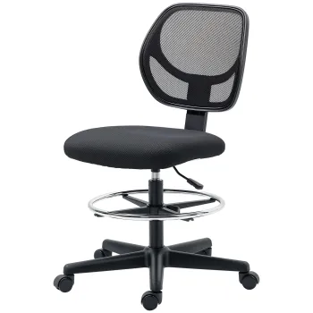 Vinsetto Scaun de birou inalt din plasa cu inaltime reglabila 50-70 cm cu suport de picior pivotant la 360? negru | Aosom Romania imagine