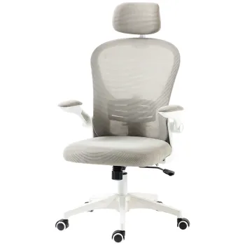 Vinsetto Scaun de birou, inclinabil, reglabil pe inaltime, suport lombar 4D, invelis respirabil, pana la 120kg, Gri | Aosom Romania imagine