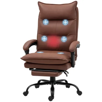 Vinsetto Scaun de birou masand si incalzit, scaun de birou, inaltime reglabila, spatar inclinabil, 66x74x121,5cm maro | Aosom Romania imagine