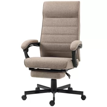 Vinsetto Scaun de birou pentru casa cu spatar inalt, scaun rabatabil din in, cu inaltime reglabila | AOSOM RO imagine