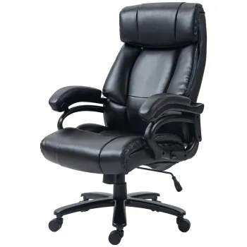 Vinsetto Scaun de birou pentru cei voinici si inalti 400lbs cu masaj cu vibratii si incalzire, Scaun de birou de calculator din piele PU cu inaltime ajustabila, roti pivotante, negru imagine