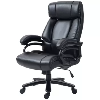 Vinsetto Scaun de birou pentru cei voinici si inalti 400lbs cu masaj cu vibratii si incalzire, Scaun de birou de calculator din piele PU cu inaltime ajustabila, roti pivotante, negru imagine