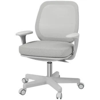 Vinsetto Scaun de Birou Rabatabil cu Inaltime Reglabila, Scaun Ergonomic si Tesatura Respirabila cu 5 Roti 55x48x82.5-94.5 cm, Gri imagine