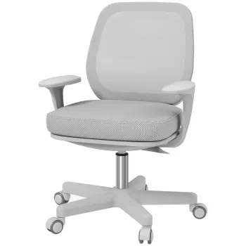 Vinsetto Scaun de Birou Rabatabil cu Inaltime Reglabila, Scaun Ergonomic si Tesatura Respirabila cu 5 Roti 55x48x82.5-94.5 cm, Gri imagine