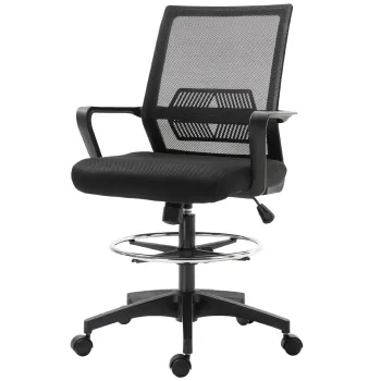 Vinsetto Scaun de Birou Reglabil pe Inaltime cu Suport pentru Picioare, Negru | Aosom Romania imagine