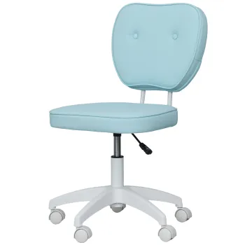 Vinsetto Scaun de birou rotativ tapitat in PU cu inaltime reglabila fara brate capacitate 120 kg 46x59x82-92 cm Albastru deschis | Aosom Romania imagine