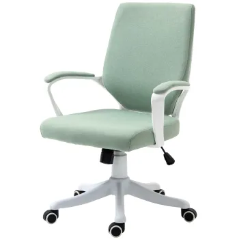 Vinsetto Scaun de birou Scaun de birou cu suport lombar ergonomic reglabil in inaltime gros captusit ergonomica roti pivotante 360? Poliester Nylon PP Verde+Alb 62x69x92-100 cm | Aosom Romania imagine