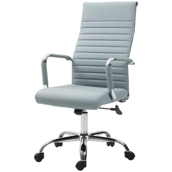 Vinsetto Scaun de birou, scaun rotativ cu functie de balansare, reglabil pe inaltime, piele artificiala, pana la 120 kg, Gri deschis | Aosom Romania imagine