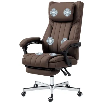 Vinsetto Scaun de Masaj cu 6 Puncte de Masaj cu Inaltime Ajustabila Telecomanda Suport pentru Picior si Suport pentru Cap Maro Inchis | Aosom Romania imagine