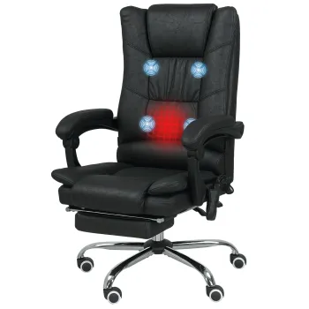 Vinsetto Scaun de masaj pentru birou cu functie de masaj, inclusiv suport pentru picioare, reglabil in inaltime, 64 cm x 70 cm x 118 cm, Negru | Aosom Romania imagine